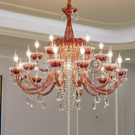 18 Light (12+6) 2 Tiers Coffee Candle Style Crystal Chandelier