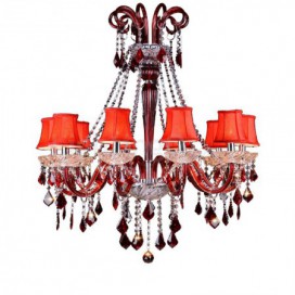 12 Light Red Candle Style Crystal Chandelier