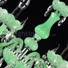 18 Light (12+6) 2 Tiers Green Candle Style Crystal Chandelier