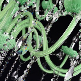 18 Light (12+6) 2 Tiers Green Candle Style Crystal Chandelier