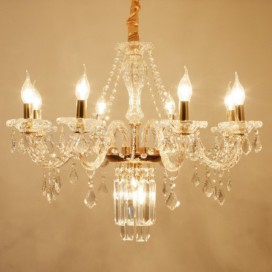 8 Light Gold Candle Style Crystal Chandelier