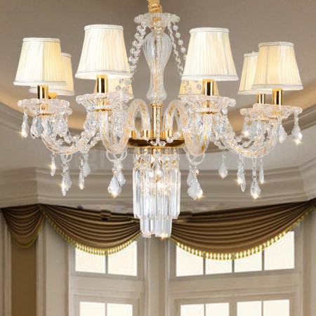 8 Light Gold Candle Style Crystal Chandelier