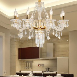 8 Light Gold Candle Style Crystal Chandelier