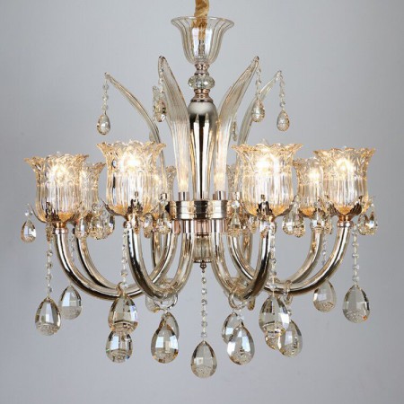 8 Light Silver Candle Style Crystal Chandelier