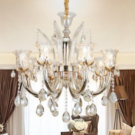 8 Light Silver Candle Style Crystal Chandelier