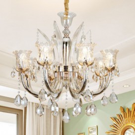 8 Light Silver Candle Style Crystal Chandelier