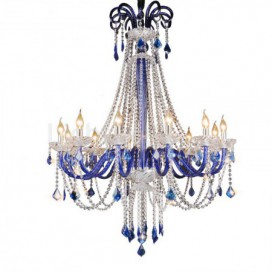 12 Light Blue Candle Style Crystal Chandelier