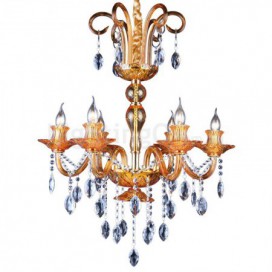 6 Light Golden Yellow Candle Style Crystal Chandelier