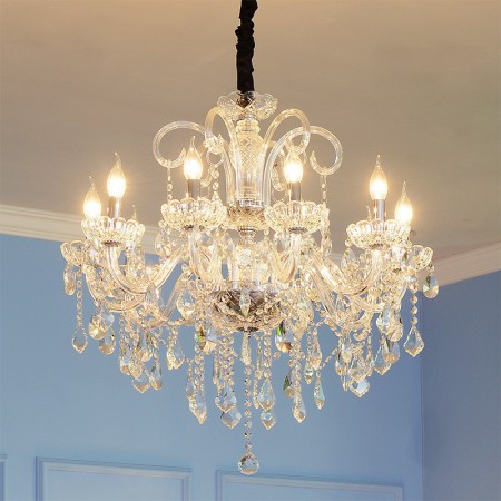 10 Light Clear Candle Style Crystal Chandelier