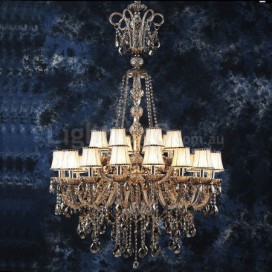 24 Light (16+8) 2 Tiers Clear Candle Style Crystal Chandelier