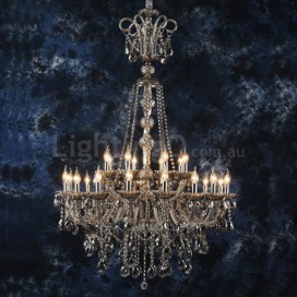 24 Light (16+8) 2 Tiers Clear Candle Style Crystal Chandelier