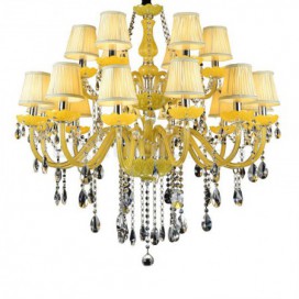 18 Light (12+6) 2 Tiers Yellow Candle Style Crystal Chandelier