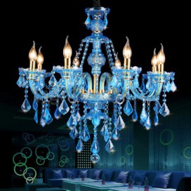 8 Light Blue Candle Style Crystal Chandelier