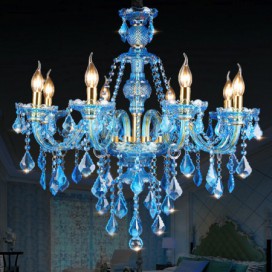 8 Light Blue Candle Style Crystal Chandelier