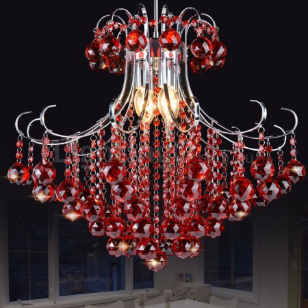 3 Light Red Candle Style Crystal Chandelier