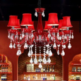 8 Light Red Candle Style Crystal Chandelier