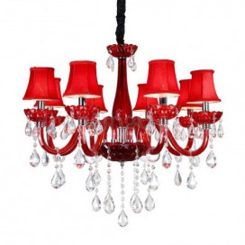 8 Light Red Candle Style Crystal Chandelier