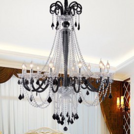 12 Light Black Candle Style Crystal Chandelier