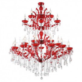 27 Light (14+7+6) 3 Tiers Red Candle Style Crystal Chandelier