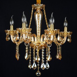 6 Light Amber Candle Style Crystal Chandelier