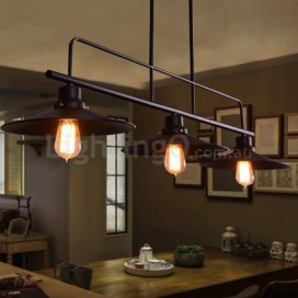 3 Light Retro Rustic Steel Pendant Light with Steel Shade