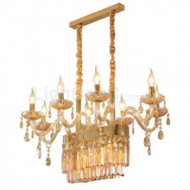 8 Light Gold Amber Candle Style Crystal Chandelier