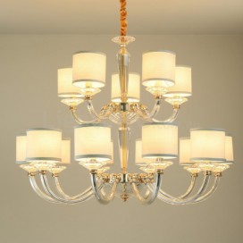 15 Light (10+5) 2 Tiers Gold Silver Clear Candle Style Crystal Chandelier