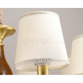 8 Light Retro Rustic Luxury Brass Chandelier with Fabric Shade