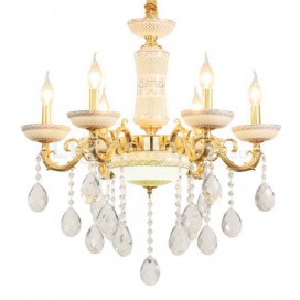 6 Light French Ceramics Gold Zinc Alloy Clear Chandelier