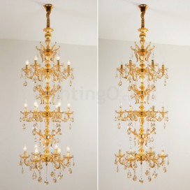 18 Light (6+6+6) 3 Tiers Gold Zinc Alloy Chandelier