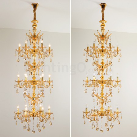 18 Light (6+6+6) 3 Tiers Gold Zinc Alloy Chandelier