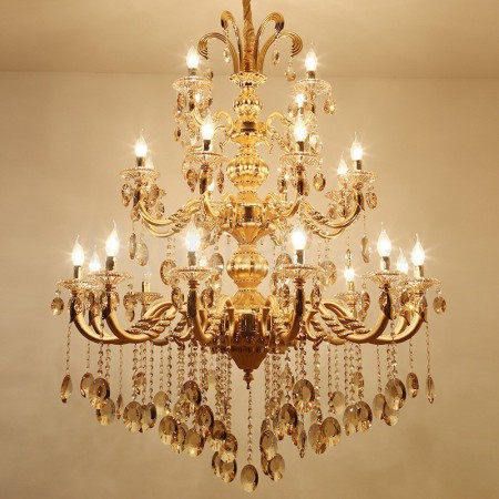 24 Light (12+8+4) 3 Tiers Zinc Alloy Gold Huge Chandelier