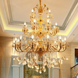 24 Light (12+8+4) 3 Tiers Zinc Alloy Gold Huge Chandelier