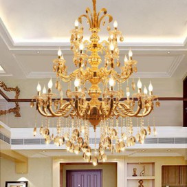 24 Light (12+8+4) 3 Tiers Zinc Alloy Gold Huge Chandelier