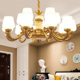 15 Light (10+5) 2 Tiers Zinc Alloy Marble Retro Luxurious Chandelier