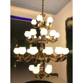 35 Light (5+15+10+5) 4 Tiers Zinc Alloy Marble Retro Luxurious Chandelier