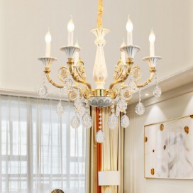 6 Light Ceramics American Zinc Alloy Modern Gold Chandelier