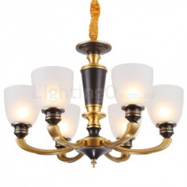 6 Light American Brass Retro Modern Chandelier