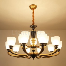 15 Light (10+5) 2 Tiers American Brass Retro Modern Chandelier