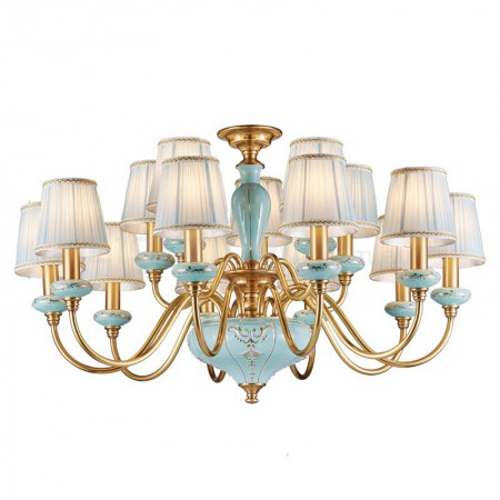 15 Light (10+5) 2 Tiers Luxurious Brass Chandelier