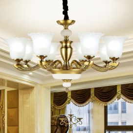 8 Light American Brass Chandelier