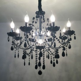 8 Light American Retro Silver Black Chandelier