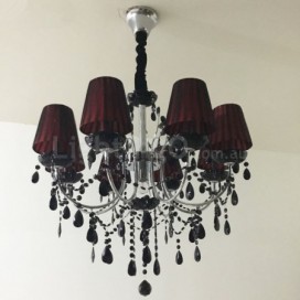 8 Light American Retro Silver Black Chandelier