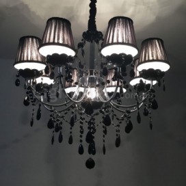 8 Light American Retro Silver Black Chandelier