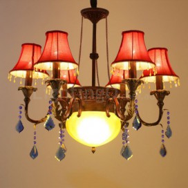 6 Light American Country Retro Rust Colour Chandelier