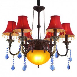 6 Light American Country Retro Rust Colour Chandelier