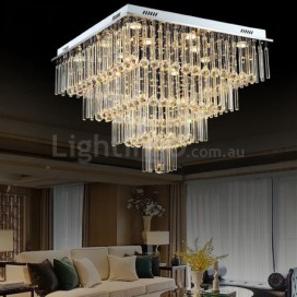 Square Modern K9 Crystal Sparkle Luxury Rain Drop Chandelier