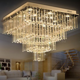 Square Modern K9 Crystal Sparkle Luxury Rain Drop Chandelier