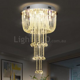 Round Modern K9 Crystal Sparkle Luxury Rain Drop Chandelier