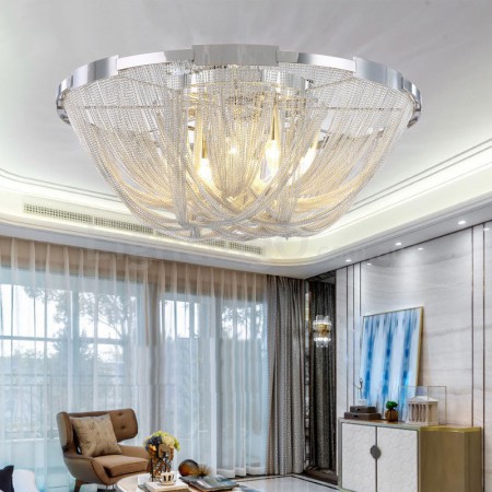 Nordic Style Modern Sparkle Luxury Tassel Flush Mount Ceiling Light